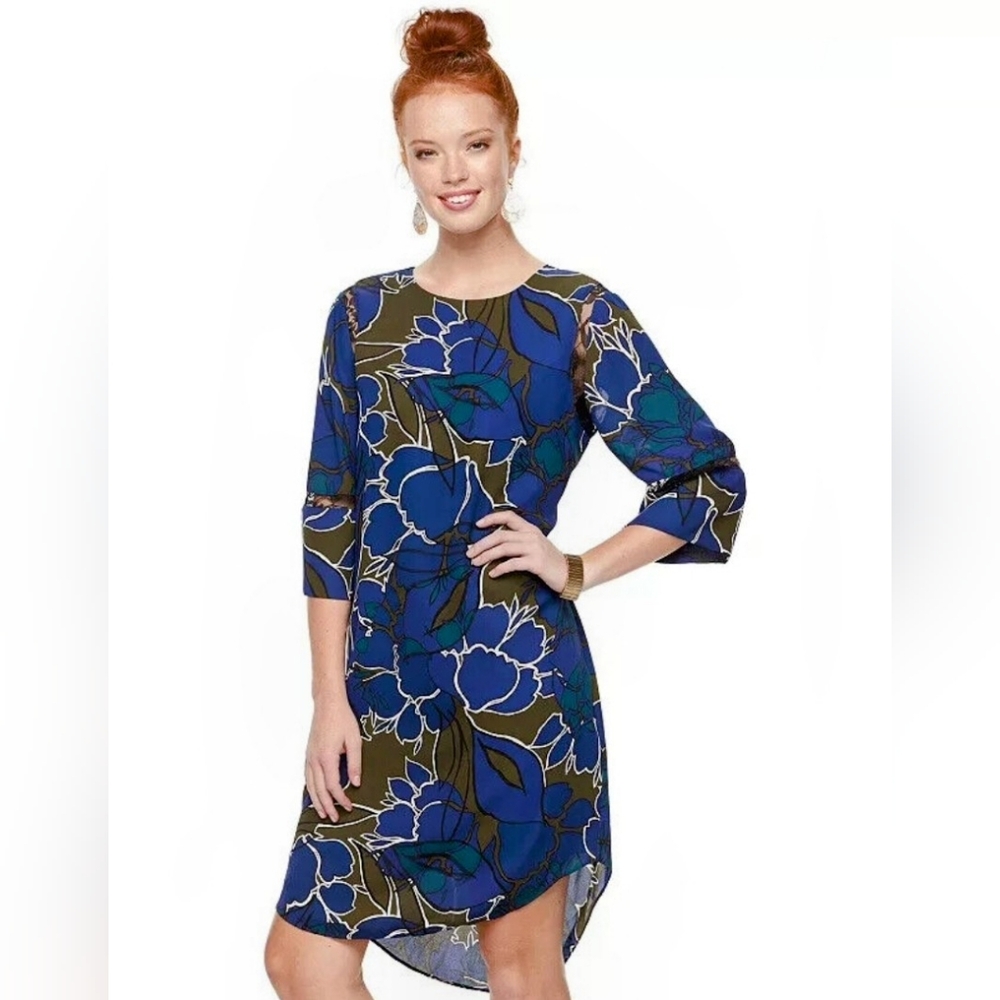 1X Apt. 9 Blue and Olive green Asymmetrical Dress with 3/4 Sleeves. Very nice.